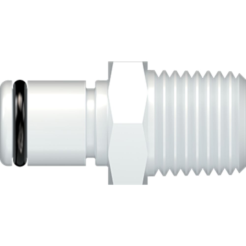 LinkTech 40AC Series Male Thread Male, Non-valved, 1/4" MNPT, Natural Acetal, Buna N