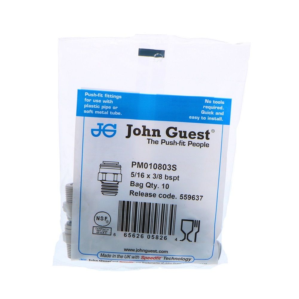 John Guest Male Connector BSPT - 5/16 x 3/8 BSPT