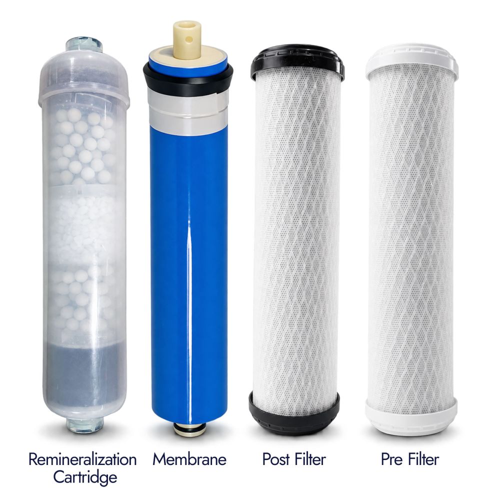neoPure 4 Stage 50 GPD Residential Full Solution RO System, Alkaline Remineralizer, 0.5µ Post Filter and Permeate Pump