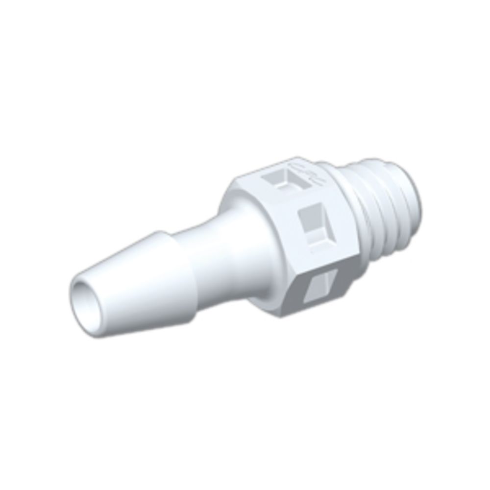 FitQuik Natural Polypropylene Thread to Tube Straight Fitting - 10-32 UNF to 3/32 Hose Barb