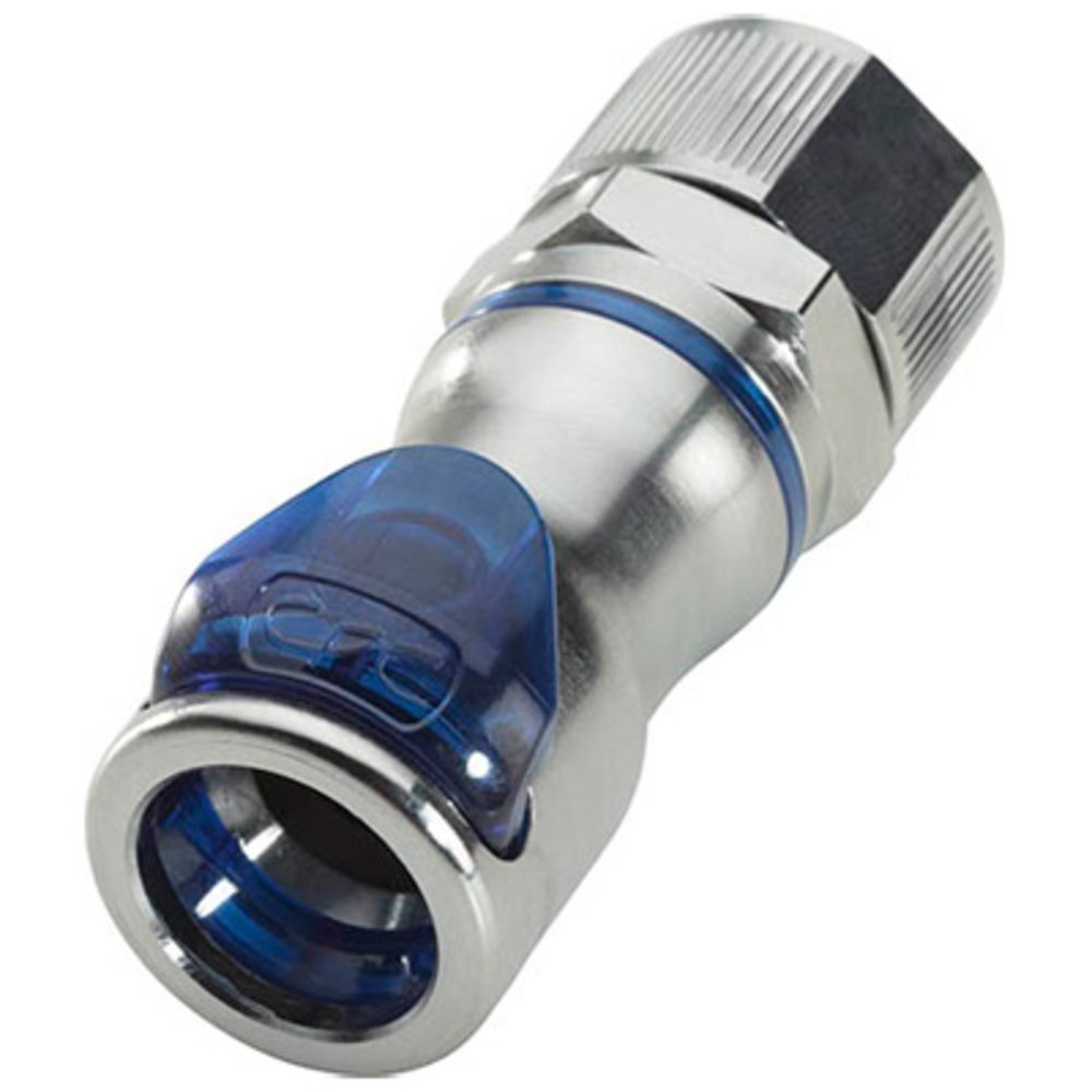 LQ6D13008BLU Valved Inline PTF Liquid Cooling Coupling Body 1/2 PTF Cool Blue