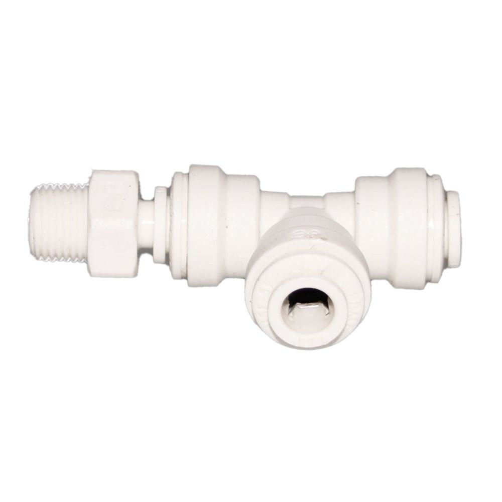 John Guest Polypropylene Swivel Male Run Tee - 1/4 x 1/4 NPTF