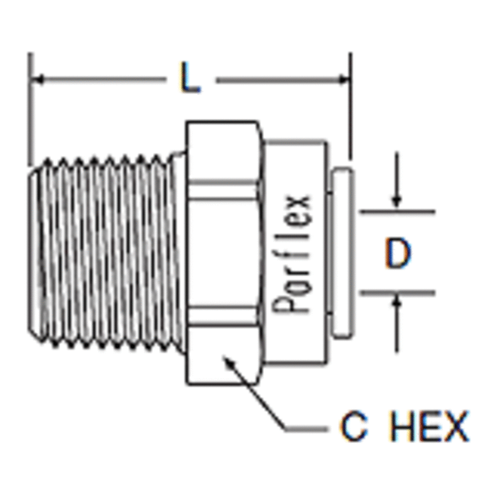 Kynar PVDF Male Connector - 1/4 x 1/4 NPTF