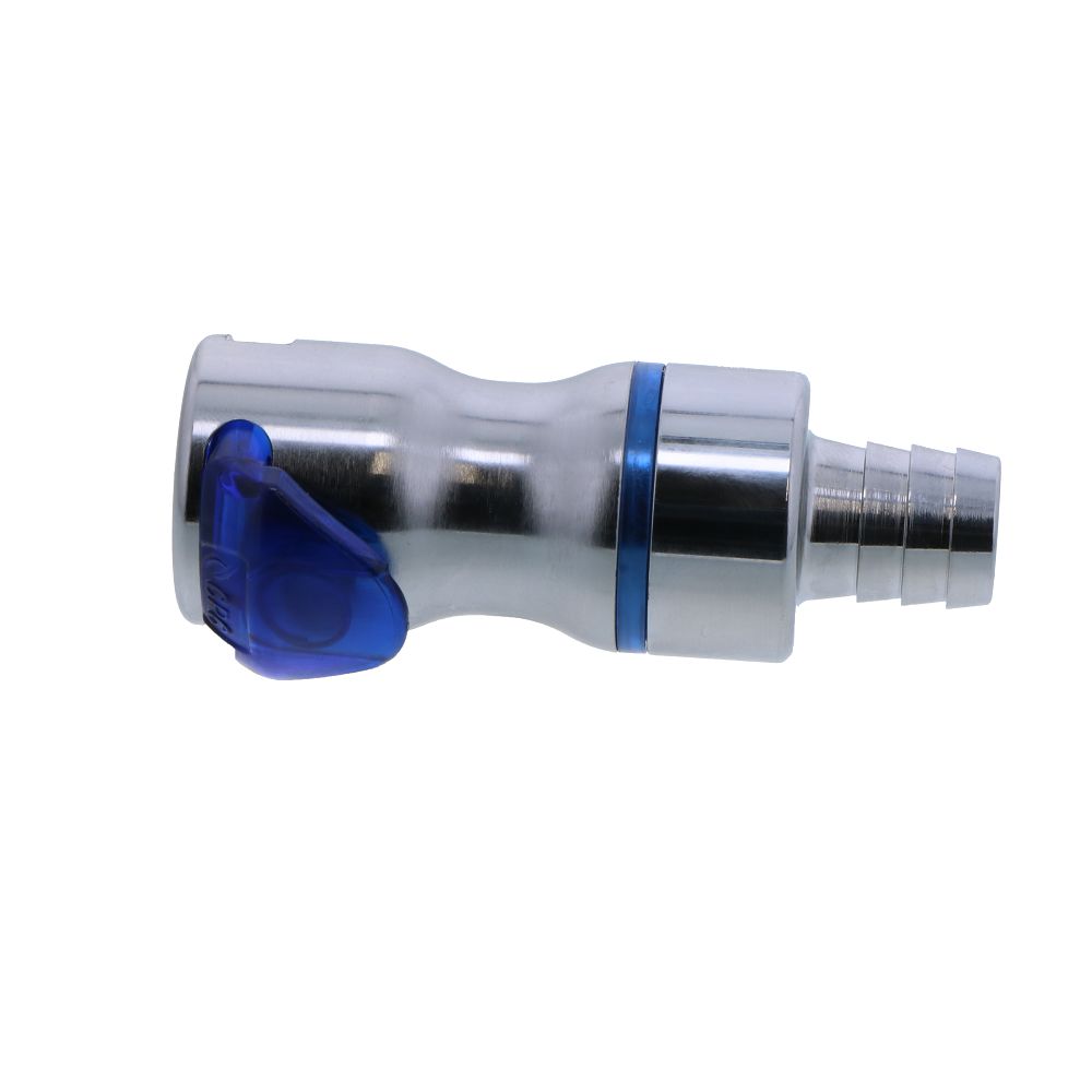 LQ6D17008BLU Valved In-Line Liquid Cooling Coupling Body 1/2 ID Barb Cool Blue