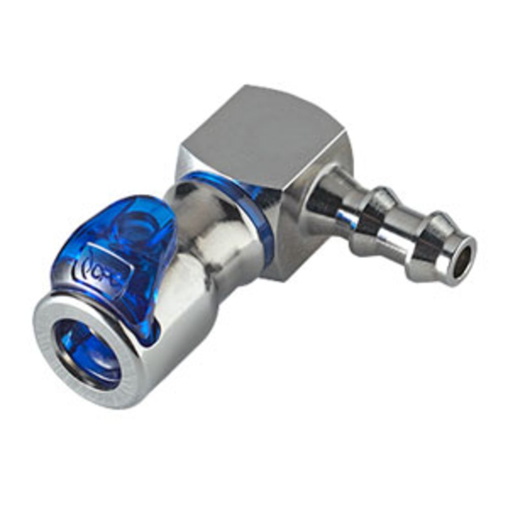 LQ2D3304LBLU Valved Elbow Locking Hose Barb Liquid Cooling Coupling Body 1/4"