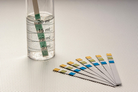 water test strips in cylinder