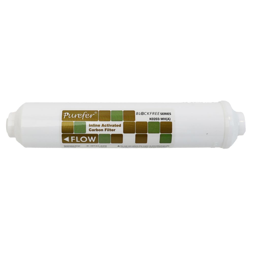 T33 10" Inline Acid Washed Carbon Filter, Blockfree 2-in-1, White, 1100 Iodine Rating