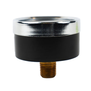 Water Pressure Gauge 160 PSI, 1/4" MPT, 2.0" Glass Dial, Center Mount, Black Steel Case