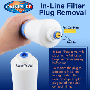 Omnipure Inline K2305-JJ 5 mic Sediment Prefilter - 6" x 2" Filter - 1/4" Quick Connect