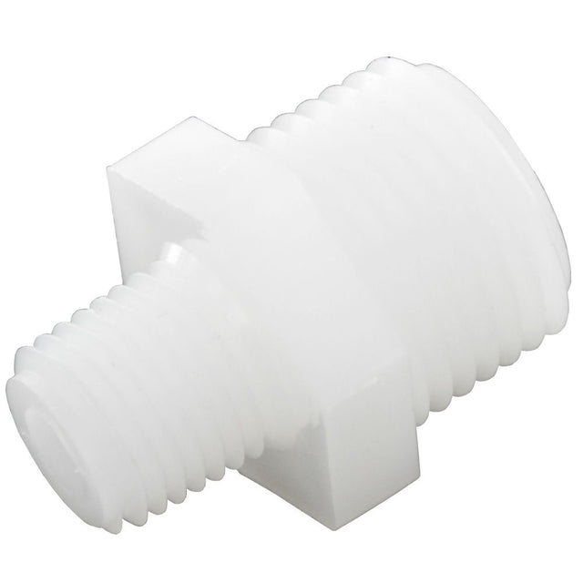 Nipple Hex - 1/2 x 3/8 MPT Natural Nylon