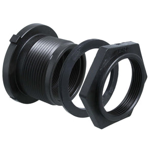 Norwesco 1 1/4" Double Threaded Polypropylene Bulkhead Fitting