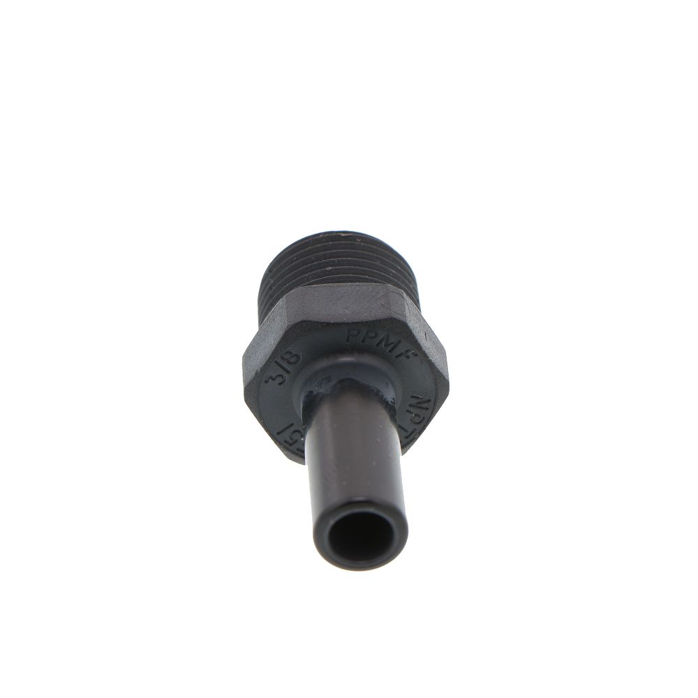 John Guest Stem Adapter Black Polypropylene  - 3/8 x 3/8 NPTF