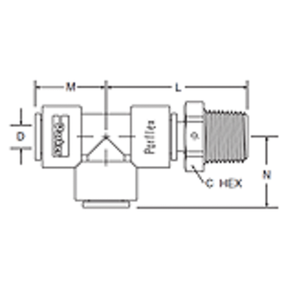 Kynar PVDF Male Run Swivel Tee - 3/8 x 1/4 NPTF