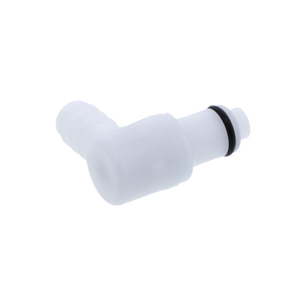 PLCD23006V Valved Elbow Hose Barb Coupling Insert 3/8 ID Barb FKM [Viton] O-rings