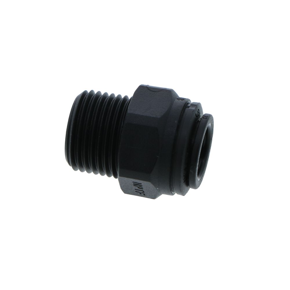 John Guest Male Connector NPTF Black Polypropylene  - 3/8 x 3/8 NPTF