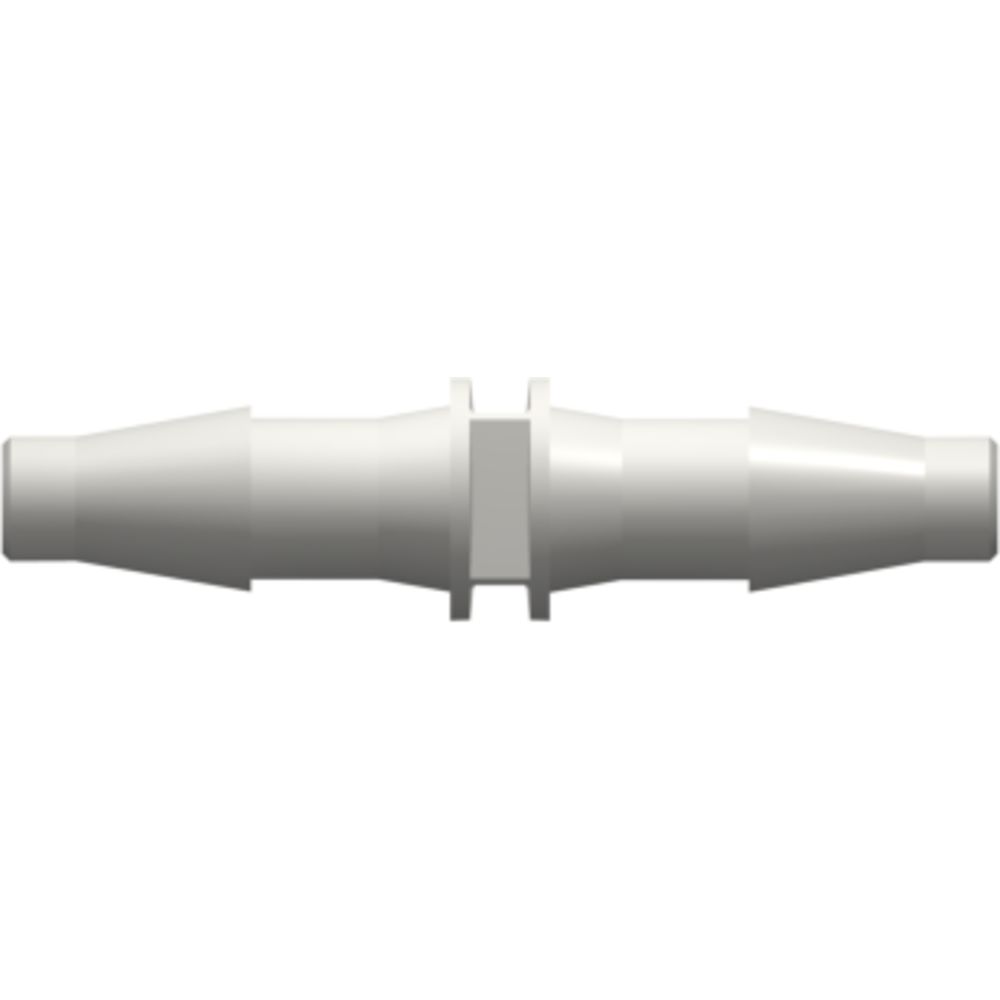 LinkTech Straight Through Tube Fitting with Classic Series Barbs, 5/32" [4.0 mm] ID Tubing, White Nylon