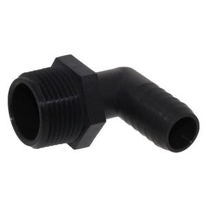 Male Elbow Barb x Male NPT - 5/8" HB x 1" MNPT - Black Polypropylene