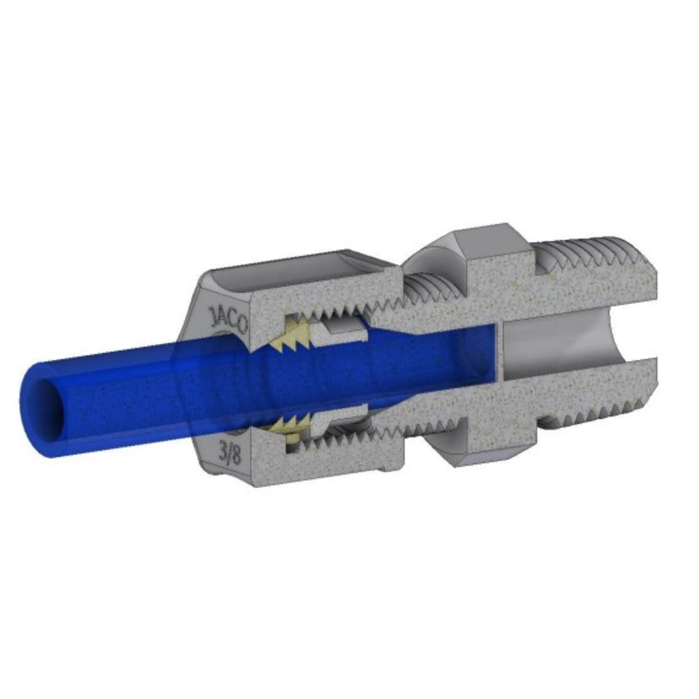 JACO P-PG-6 Polypropylene Plastic Gripper Nut 3/8 OD Tube