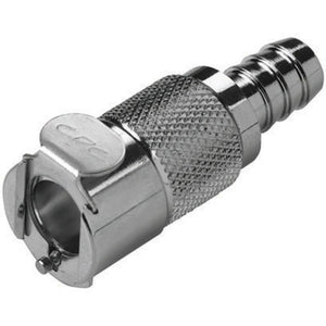 LCD17004V Valved In-Line Hose Barb Coupling Body - 1/4 Hose ID Barb FKM [Viton] O-ring