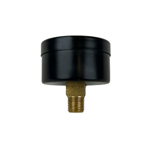 Water Pressure Gauge - 100 PSI, 1/8" MPT, 1.5" Glass Dial, Center Mount, Black Steel Case