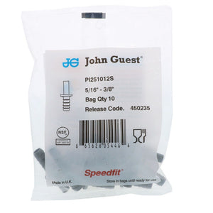 John Guest Stem Barb Connector  - 5/16 OD Stem x 3/8 ID Barb