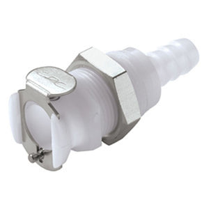 PLCD16005 Valved Panel Mount Hose Barb Coupling Body 5/16 ID Barb