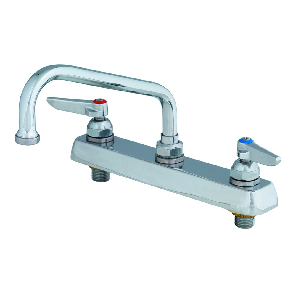 T&S Brass B-1121 Deck Mounted Workboard Faucet with 8" Centers, 8" Swing Nozzle