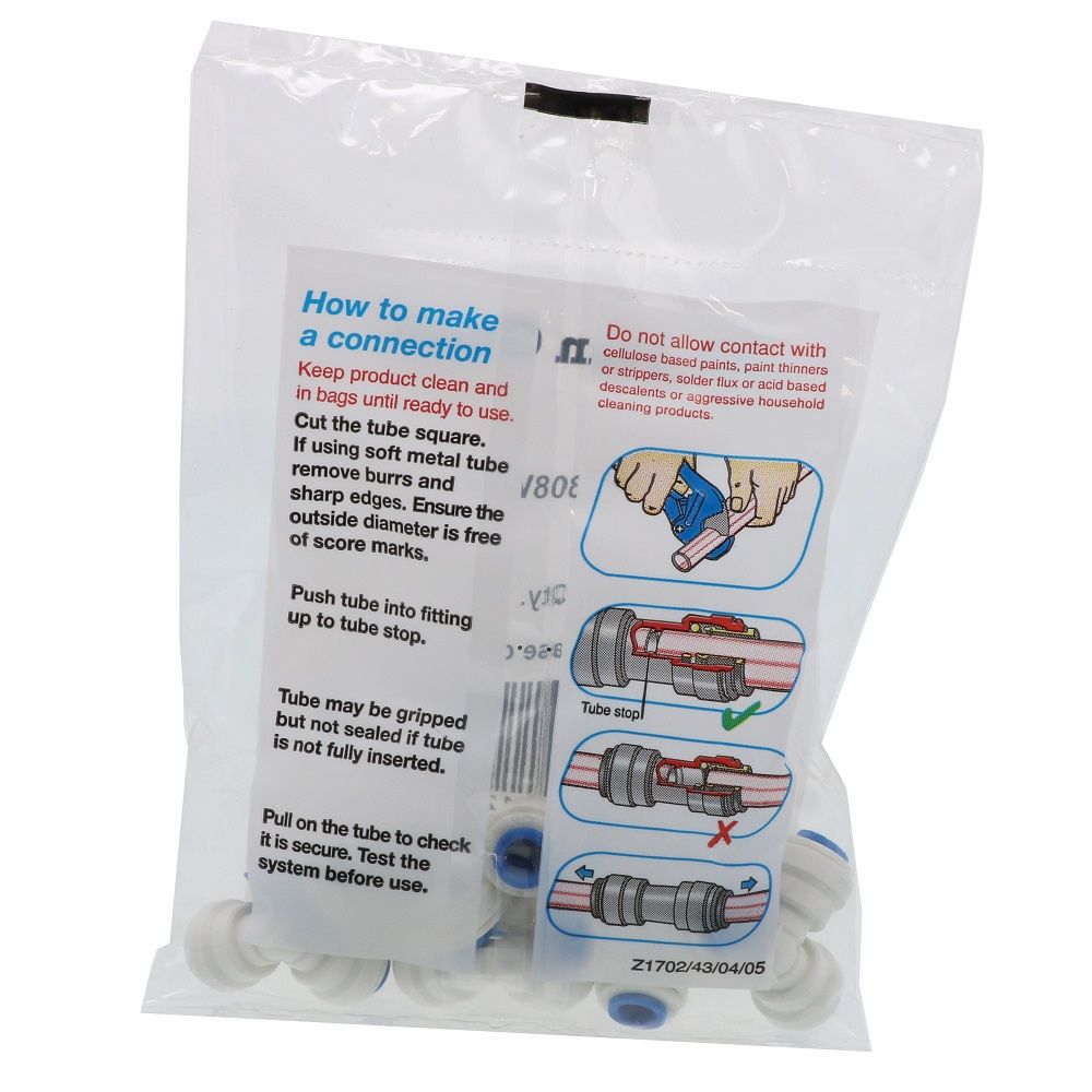 John Guest Union Elbow Polypro  - 1/4-Blue Collet