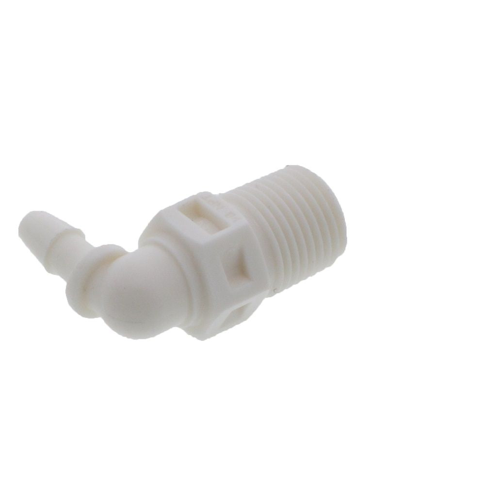 FitQuik Nylon Thread to Tube Elbow Fitting - 1/8 NPT to 1/8 Hose Barb
