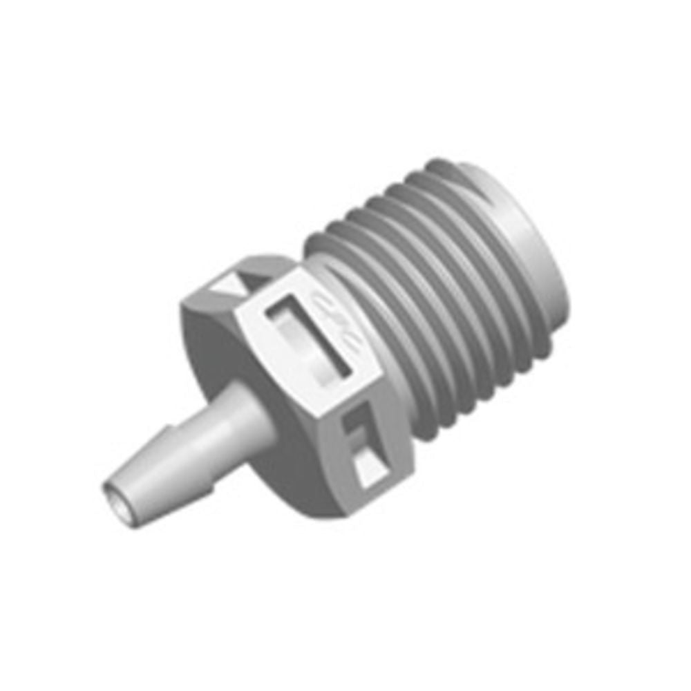 FitQuik PVDF [Kynar] Thread to Tube Straight Fitting - 1/4 NPT to 1/8 ID Barb