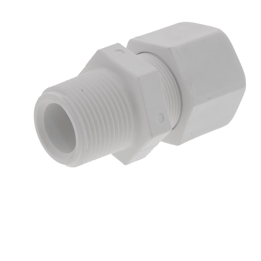 JACO 10-12-12-P-PG Polypropylene Male Connector 3/4 OD Tube x 3/4 MPT