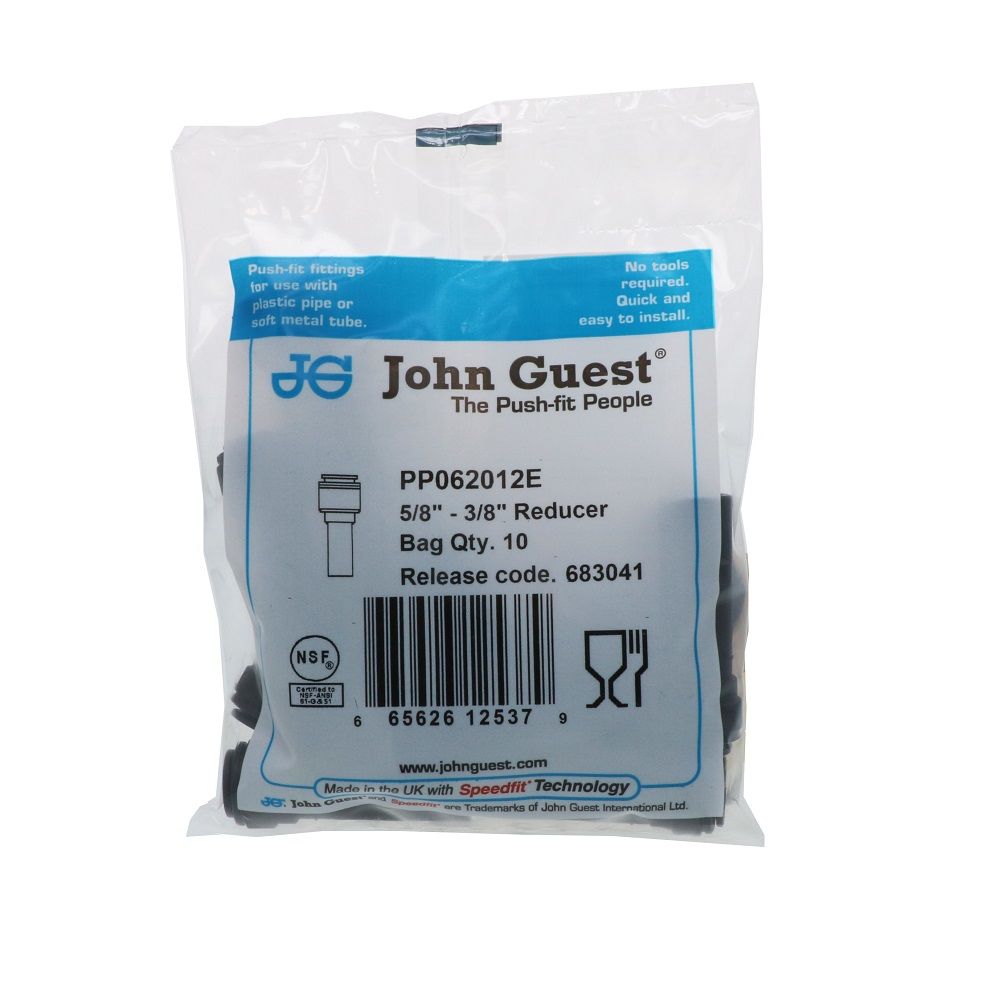 John Guest Reducer Stem Black Polypropylene - 5/8 Stem x 3/8