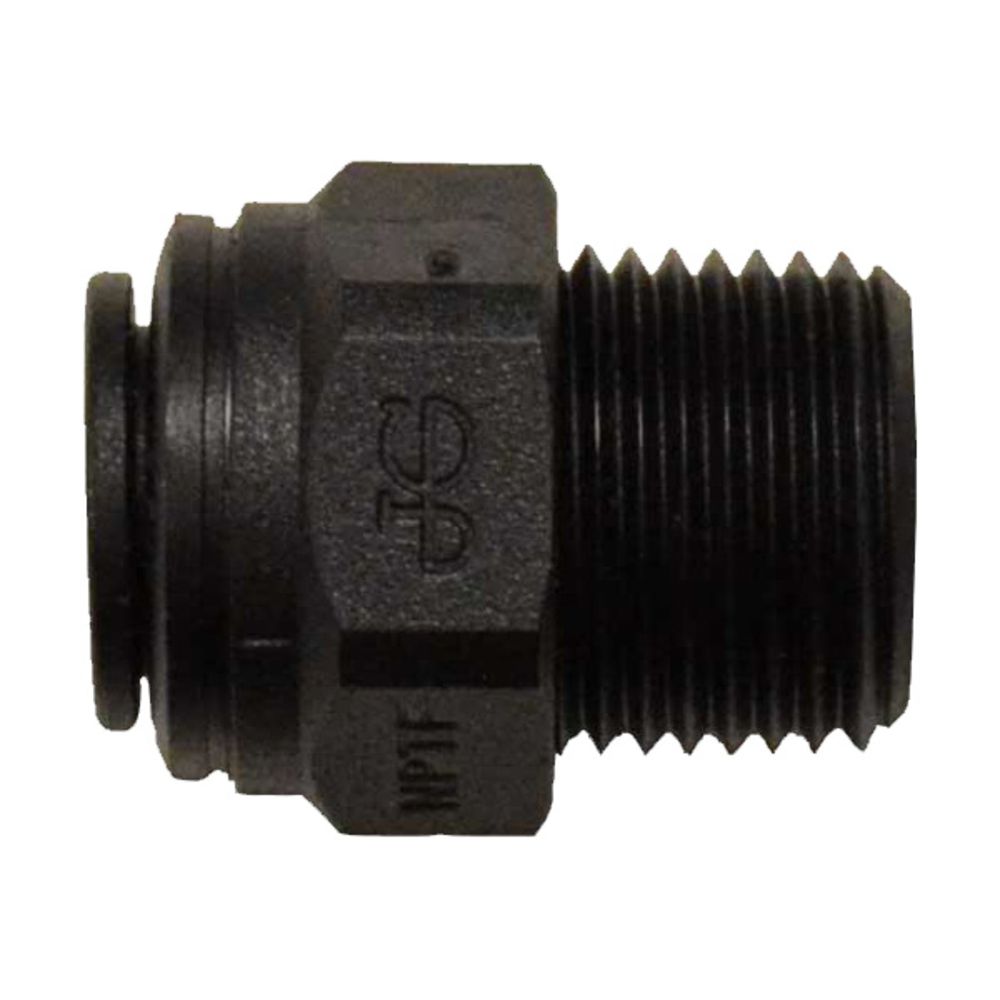 John Guest Male Connector NPTF Black Polypropylene  - 1/4 x 1/4 NPTF