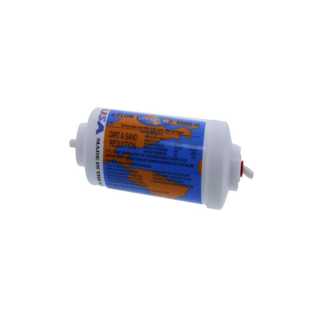 Omnipure Inline K2305-JJ 5 mic Sediment Prefilter - 6" x 2" Filter - 1/4" Quick Connect