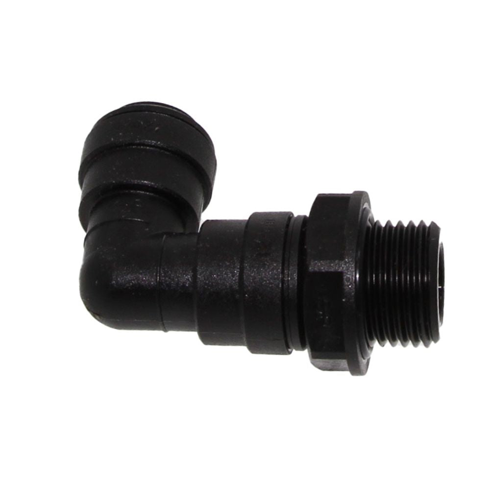 John Guest 10mm x 3/8" [BSPT] Acetal Swivel Male Elbow - Black