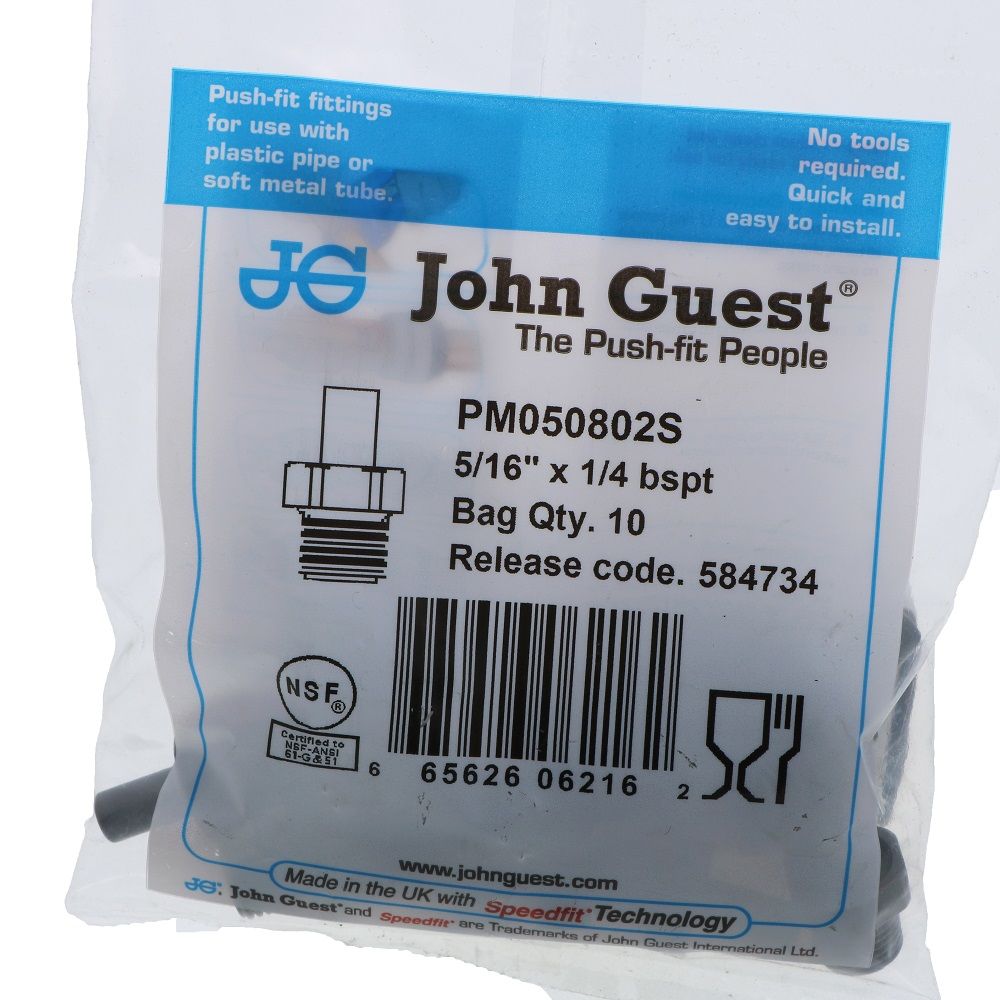John Guest Stem Adapter BSPT - 5/16 x 1/4  BSPT
