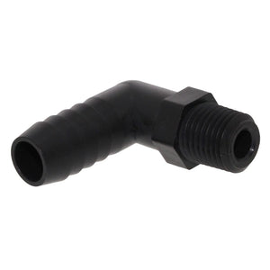 Male Elbow Barb x Male NPT - 3/8" HB x 1/8" MNPT - Black Polypropylene