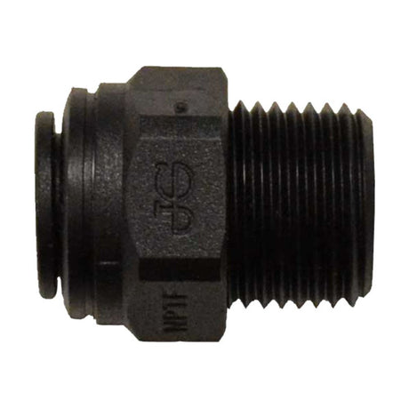 John Guest Male Connector NPTF Black Polypropylene  - 3/8 x 1/4 NPTF
