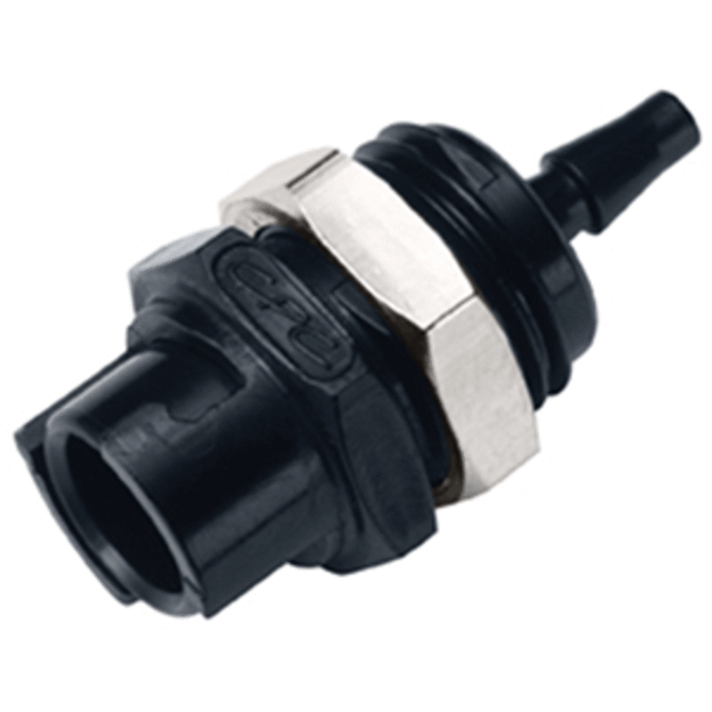 SMFPMM3BLK Non-Valved Panel Mount Hose Barb Coupling Body 3MM Hose Barb