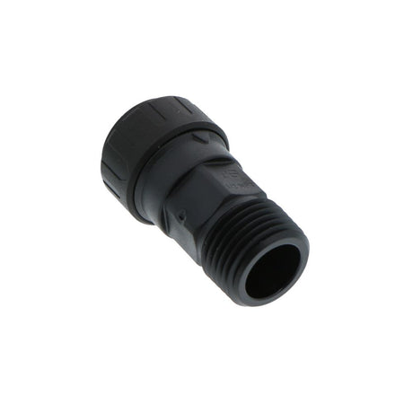 John Guest Black Male Connector - 3/8 CTS x 1/2 NPT