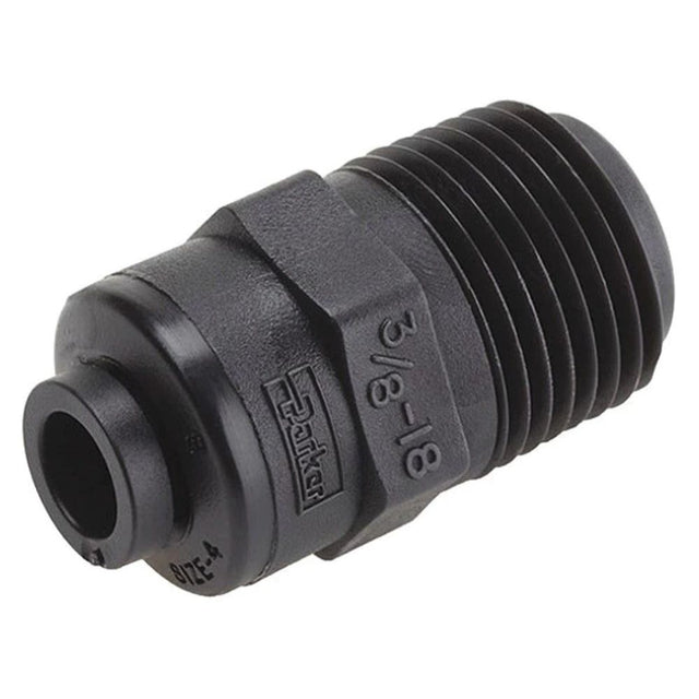Parker TrueSeal Push in Tube Fitting - 3/8 OD - 3/8 OD - FB6MC6-HBLK