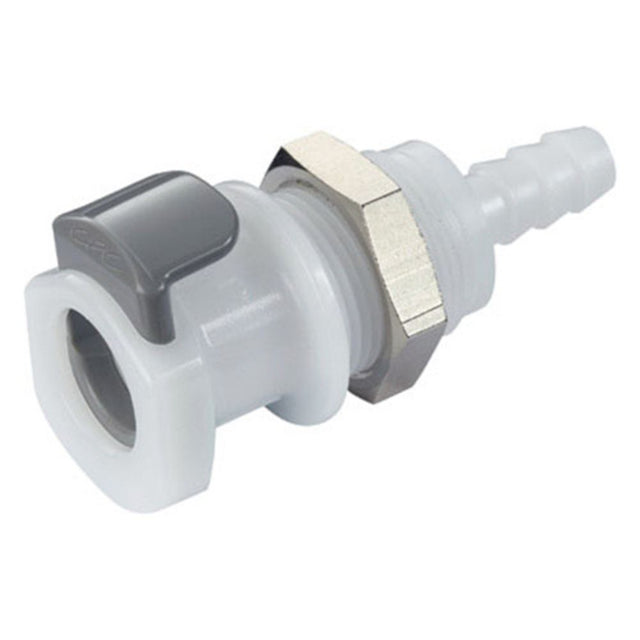 APCD16004 Valved Panel Mount Hose Barb Coupling Body 1/4 ID Barb