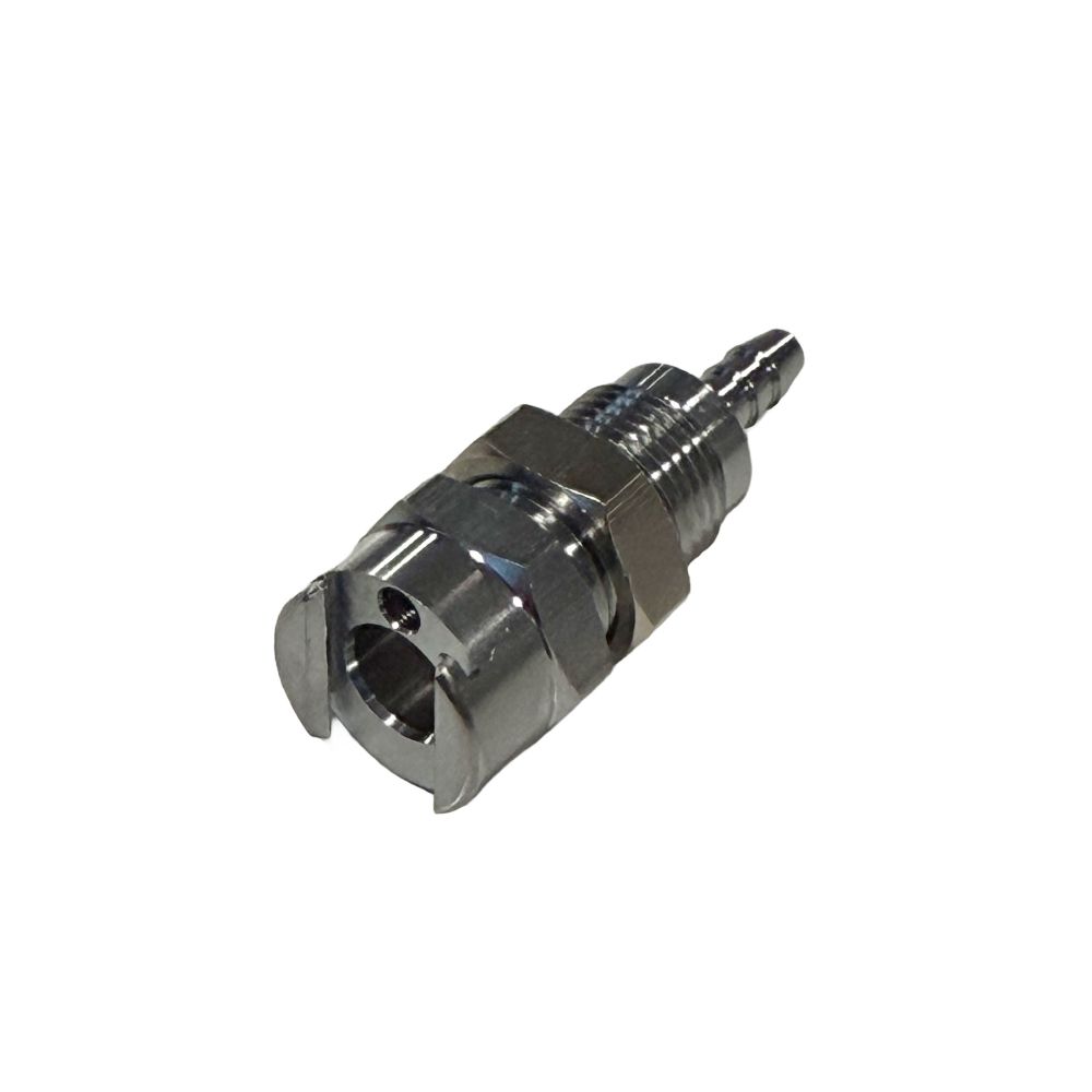 Multi-Mount Valved Hose Barb Coupling Body - 3/16 ID Barb Chrome