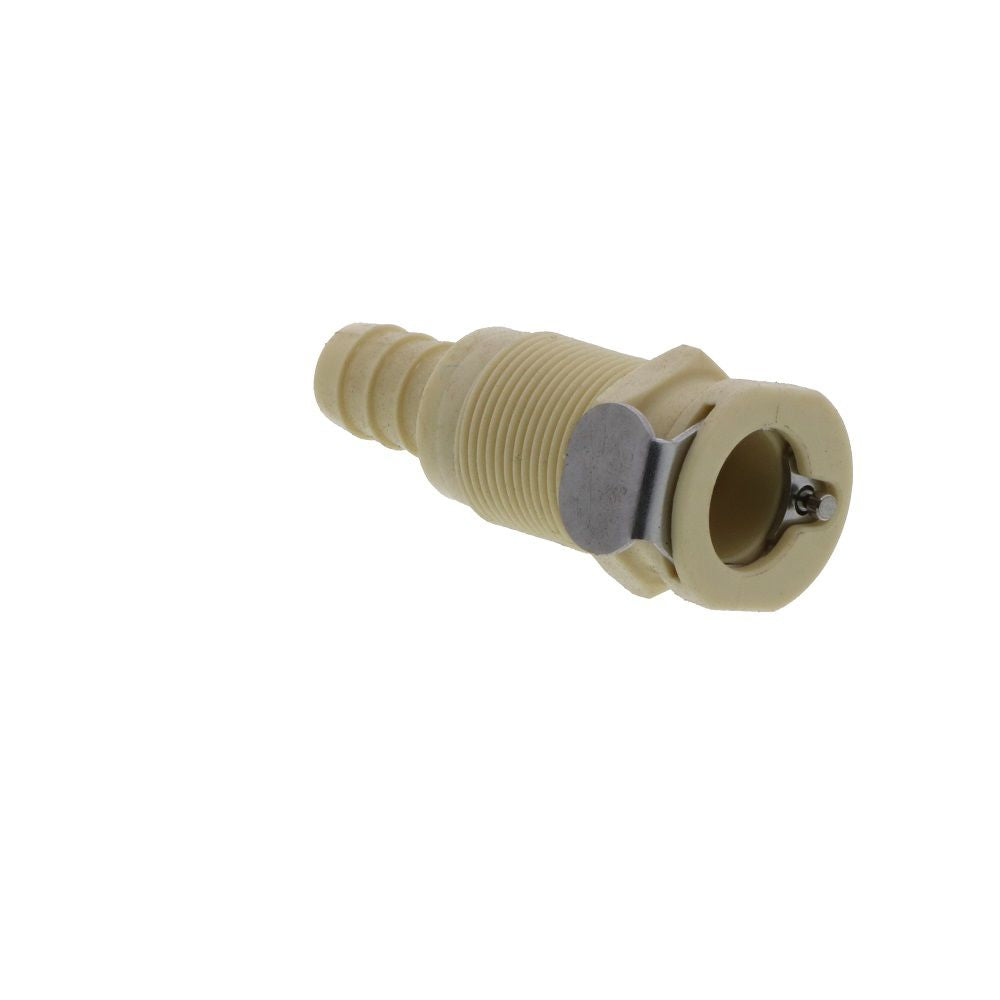 PLCD1600612 Valved Panel Mount Hose Barb Coupling Body 3/8 ID Barb