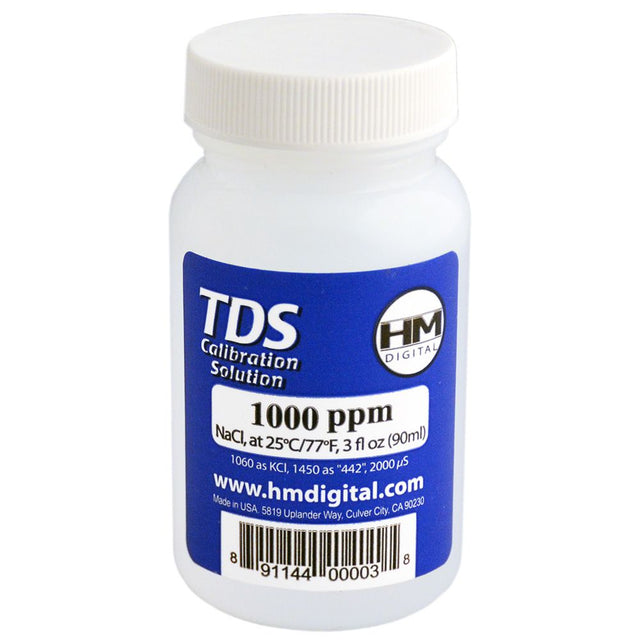 HM Digital C1000 TDS and EC Calibration NaCl Solution - 1000 ppm 3oz/89ml