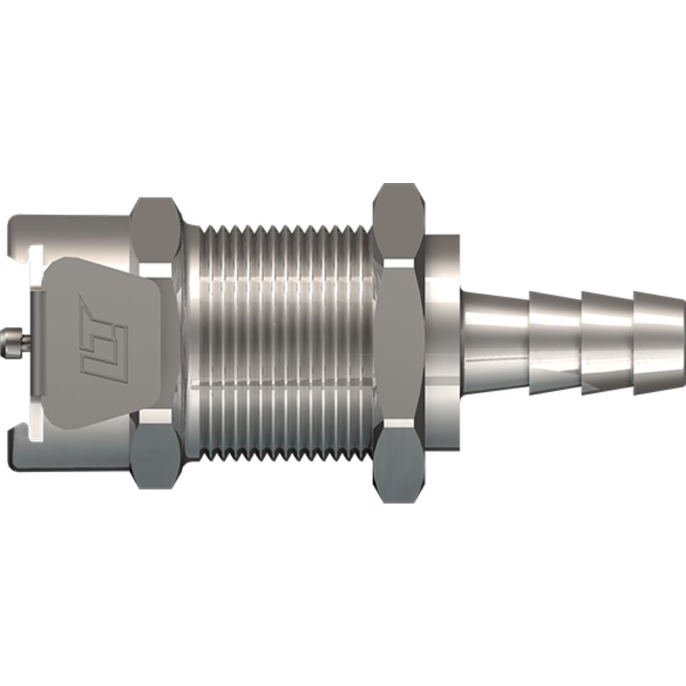 LinkTech 40CB Series Panel Mt. Female, Valved, 1/4" HB, Chrome Brass, Buna N