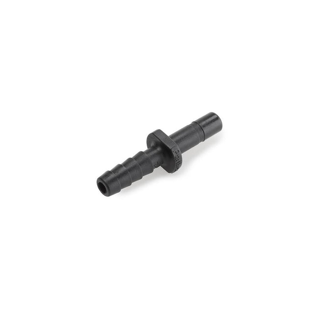 Black Kynar PVDF Tube Stem to Barb - 1/4 x 1/4
