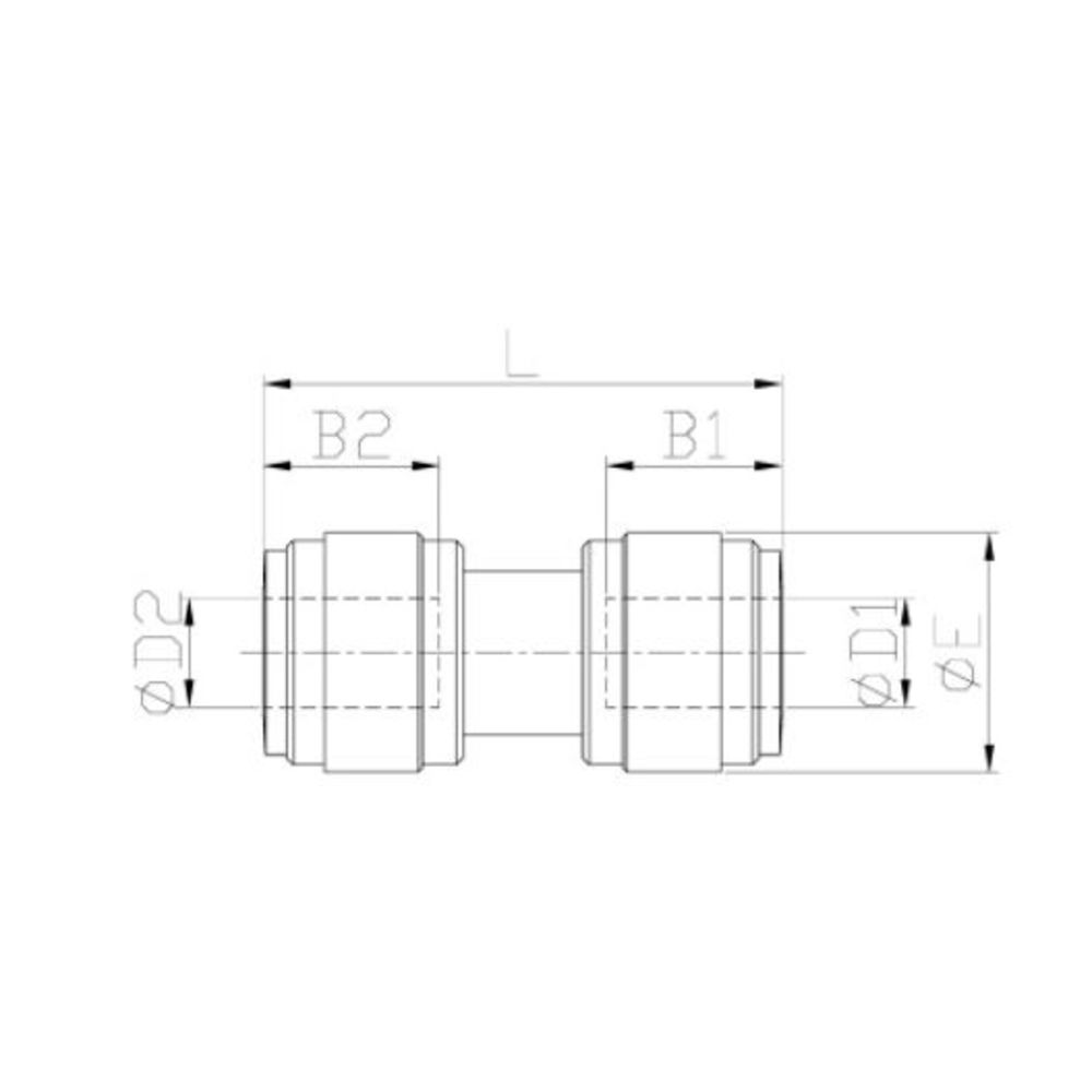 NeoFit - Acetal Black Union Connector 8mm tube x 6mm tube