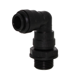John Guest 10mm x 1/2" [BSPT] Acetal Swivel Male Elbow - Black