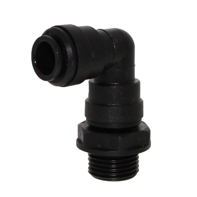 John Guest 10mm x 1/2" [BSPT] Acetal Swivel Male Elbow - Black